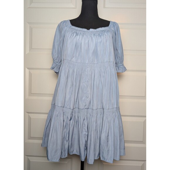 Mustard Seed Dresses & Skirts - Mustard Seed Anthropologie Romper Dress Size L Babydoll Baby Blue Flowy